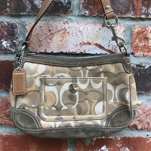 Authentic Coach mini bag, brown and gold, like new